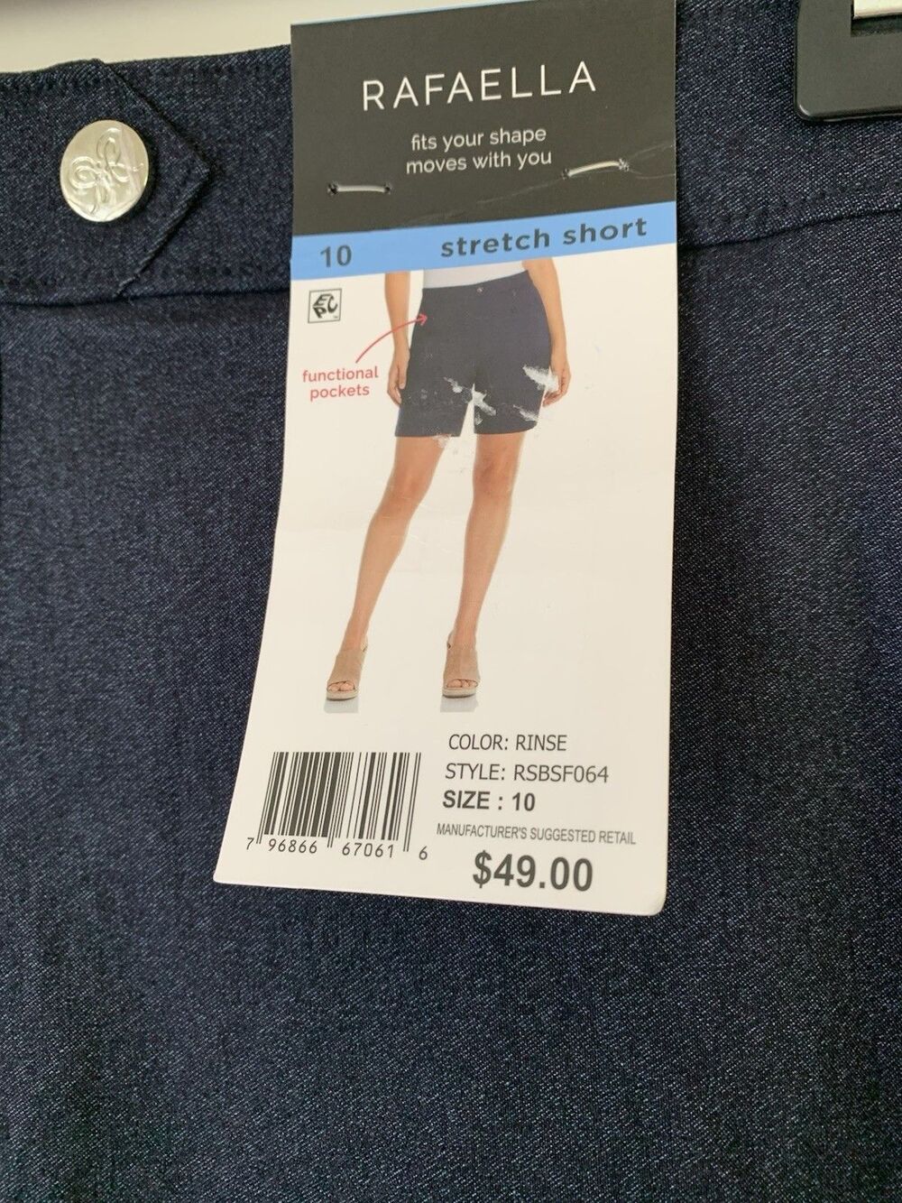 NWT Rafaella 7" High Rise Stretch Shorts Rinse - Size 10 - Picture 7 of 14